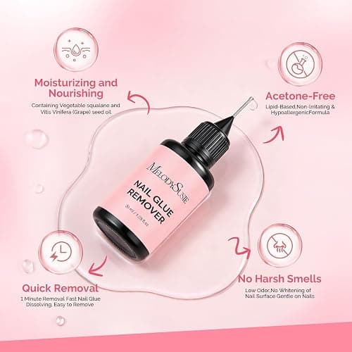 MelodySusie 30ML Nail Glue Remover for Press on Acetone Free Nail Polish Remover Multi-Functional Remover for Nails Tips Gentle Glue Remover for Home Salon thumbnail 3