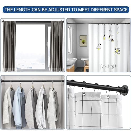 BRIOFOX Industrial Shower Curtain Rod - 2-in-1 Design Tension Curtain Rod - Never Rust Non-Slip 43 to 72 Inch Stainless Steel, Matte Black Window Curtain Rod thumbnail 8