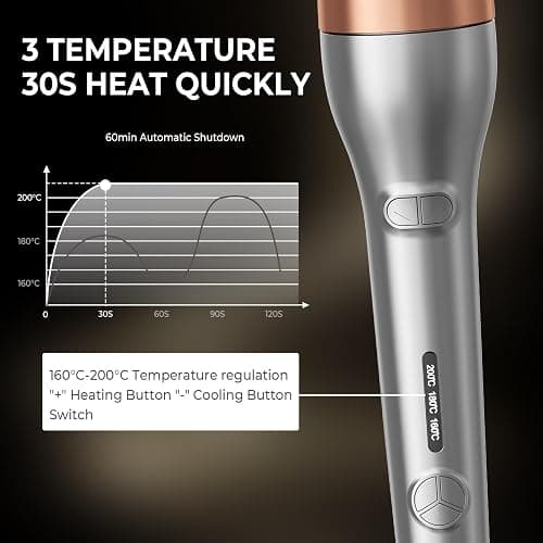 Hair Curler, Portable Automatic Curling Iron with Anti-Scald Design, 30s Fast Heat, 3 Temp Settings, 32mm Tourmaline Ceramic Barrel, 60 Min Auto Shut-Off thumbnail 6
