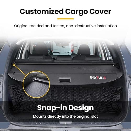 Drytuns Cargo Cover and Trunk Net for Hyundai Tucson 2022-2026 | Retractable Trunk Cover Privacy Shade for 22-26 Hyundai Tucson, Carbon Fiber Leather + Net thumbnail 3