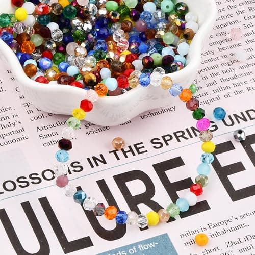 200PCS 6mm Crystal Glass Beads, Round Faceted Glass Beads, Colorful Assorted Bead for Jewelry Making, DIY Bracelets, Necklaces, Craft Projects, Multicolored Spacer Bead and Crafting (Green 6MM) thumbnail 4