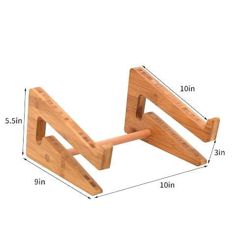 Nuvograin Laptop Stand, Wooden Vertical Laptop Stand for Desk, Bamboo Laptop Stand Compatible with MacBook Air Pro/Dell XPS/Surface pro/HP/Pixelbook/Lenovo, More Laptops 13-17.7inch thumbnail 2