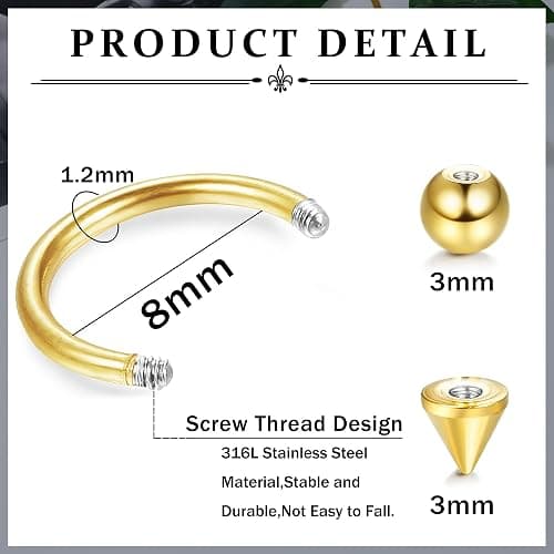 JOERICA 32PCS 16G Horseshoe Septum Rings Stainless Steel Nose Circular Barbells Rings Cartilage Tragus Helix Eyebrow Colorful Daith Earring Piercings Body Jewelry Ball/Arrow 8mm 10mm thumbnail 3