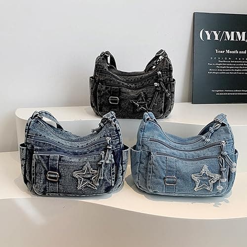 BVNTBZC Denim Crossbody Bag Vintage Jean Shoulder Purse Canvas Satchel Messenger Hobo Bag Retro Tote Handbag thumbnail 3