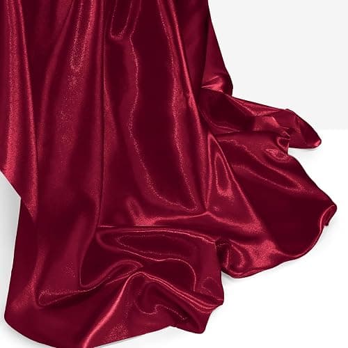 Homiest Burgundy Satin Fabric by The Yard, 5 Yards x 58 Inch Charmeuse Satin Fabric Silky & Shiny Cloth Fabric, Smooth Bridal Satin Fabric for Wedding Dress, Clothing Making, DIY Crafts, Sewing thumbnail 7