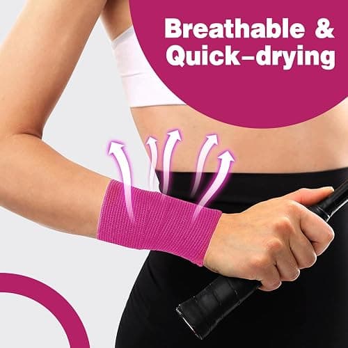 AZEN 16 Pack Self Adhesive Bandage Wrap Pink, 2" X 5 Yards Elastic Cohesive Bandage Wrap, Athletic Tape, Vet Wrap, Ankle Tape, Tattoo Grip Tape Wrap (Pink) thumbnail 4