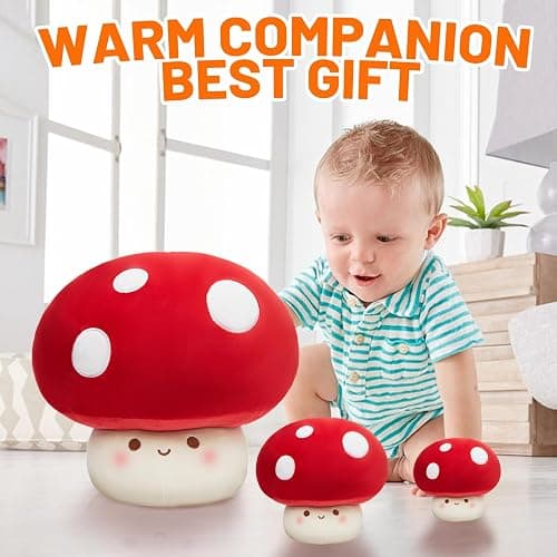 Yulefly 9-Inch Mushroom Pillow Plush- Cute Mushroom Stuffed Animal Plush Toy Decorative Throw Pillows for Home Car Halloween Birthday Gift for Kids Adults thumbnail 5