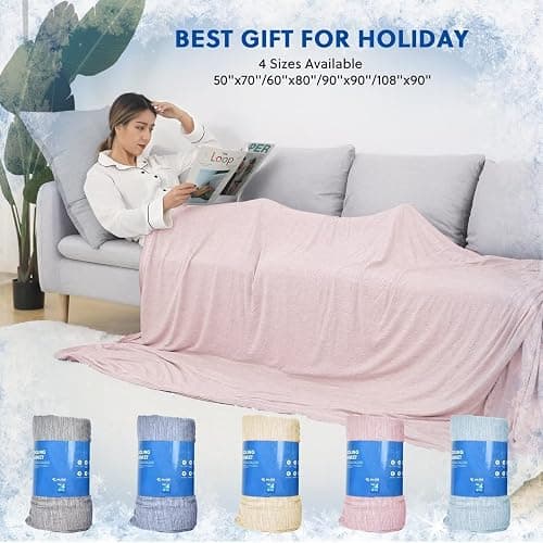 HOMFINE Cooling Blankets for Hot Sleepers - Summer Blanket Thin Lightweight Breathable Soft Double Side Enhanced Cooling for Bed Couch Sofa, Keep Cool for Night Sweats (Pink, 108 x 90 inches) thumbnail 6