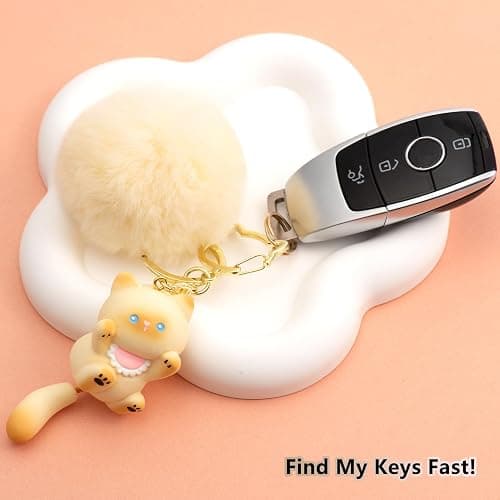 YILANFULL Kawaii Cat Keychain with Fluffy Pom Pom, Cute Bag Charm for Girls Women. Perfect Girly Gift & Backpack Decor thumbnail 4
