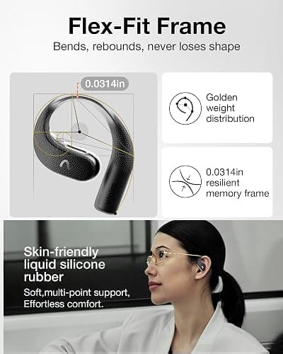 VIAIM OpenNote AI Voice Recorder – Open Ear Headphones with FlashRecord, Call Recording, Real-Time Transcription, Translation, AI Assistant, for Students, Professionals & Interview Recording, Black thumbnail 5