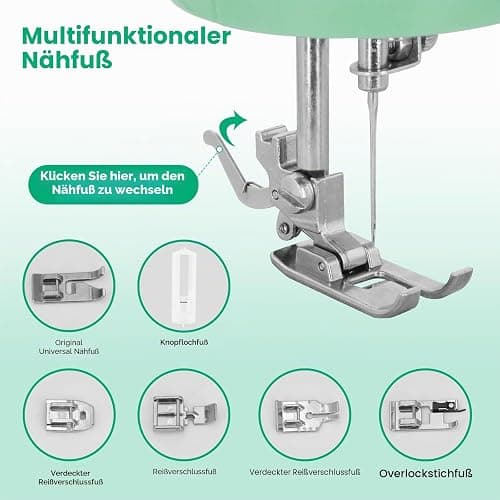 Ykall Nähmaschine für Anfänger, 12 Stichmuster & 2 Geschwindigkeiten | 12 Stichmuster, 2 Stufen & Doppelstich. Fußpedal/Knopf. LED-Licht, 9 Spannungen. Komplettset mit Zubehör. thumbnail 3