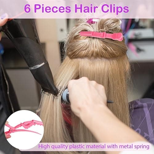 23 Pieces Hair Parting Tools Set, Hair Braiding Tool, Rat Tail Combs | Magnetic Wrist Pin Holder, 6 Sectioning Clips, 4 Rat Tail Combs, 12 Hair Parting Rings for Braiding thumbnail 4