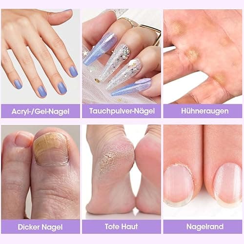Vexloria Kabellos Tragbar Nagelfräser, 11 in 1 Professionell Elektrische Nagelfräser für Gelnägel und Acrylnägel, Verstellbare Geschwindigkei Fräser, Profi Maniküre und Pediküreset, Violett thumbnail 6