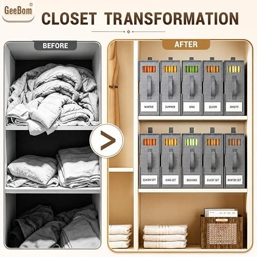 6 Pack Sheet Organizers and Storage, Thickened & Durable Sheet Organizer | Sheet Holders with Label Window & Handles, Bed Sheet Storage for Linen Closet, Bedding Storage Boxes for Queen & King Sheet thumbnail 9