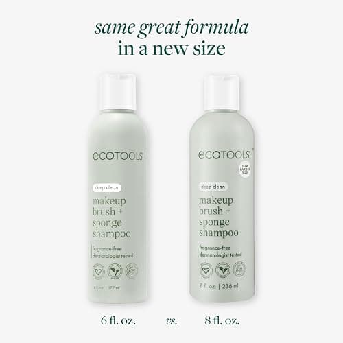 EcoTools Makeup Brush + Sponge Shampoo Cleanser, Deep Clean, Sulfate-Free, Fragrance-Free Brush Cleaner for Makeup Sponges & Tools, Vegan & Cruelty-Free, 8 fl. oz thumbnail 2