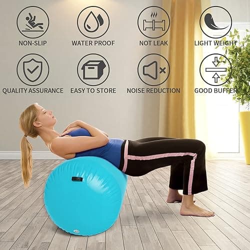 Air Rolle Turnen GymnastikMatte 60 75 90 CM Aufblasbare Air Barrel Gymnastik Tumbling Matte mit Pumpe für Handfeder Hinten Training/Heimgebrauch/Yoga/Fitness… thumbnail 2