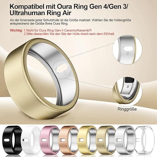 ZOOROO 3 Stück Ringe Cover Kompatibel mit Oura Ring Gen 4/Gen 3 Horizon/Heritage/Ultrahuman Schutz, Abriebfestes Matt TPU Schutzhülle für Oura Protector Zubehör(Größe 7,Champagner Gold+Silber+Gold) thumbnail 2