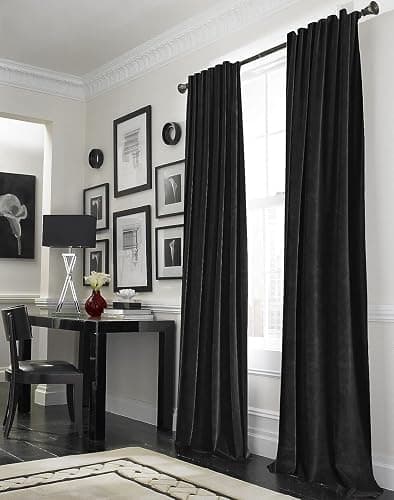 Joydeco Black Velvet Curtains 96 inch Length 2 Panels, Luxury Blackout Rod Pocket Thermal Insulated Window Curtains, Super Soft Room Darkening Drapes for Living Dining Room Bedroom,W52 x L96 inches thumbnail 8