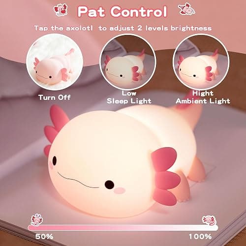 FAMIDUO Axolotl Lamp,Cute Axolotl Night Light,Dimmable Silicone Animal Nursery Night Light,Adorable Rechargeable Squishy Novelty Bedside Touch Lamp,Baby Room Decor, Axolotl Gifts for Kids/Girls thumbnail 2