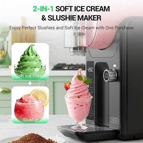 WETIE Slushie Machine, 82oz Slushy Maker with Adjustable Temperature, LED Display, Auto-Clean, 5-in-1 Frozen Drink Maker for Ice Cream, Frappés, Milkshake, Frozen Margaritas, 24H Running for Home thumbnail 2