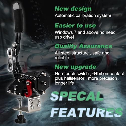 YESHMA 64 Bit Upgrade 2-in-1 USB Handbrake Only for G920 Compatible With Xbox / Xbox series S / Xbox series X + PC Computer System Professional Gaming Peripherals for Racing Games with Non-Contact Plus Hall Sensor.With Clamp thumbnail 6