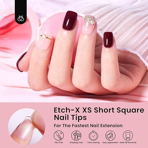 Beetles Gel Nail Tips 288 pcs Extra Short Square Nail Tips 12 Sizes Full Cover Gel Press On Nails Half Matte Acrylic Square Fake Nail Extension Set for Women Home DIY thumbnail 4