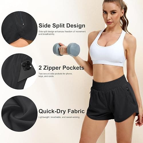 CE' CERDR Women's Athletic Workout Short High Waisted Elastic Running Shorts with Pockets for Gym Casual thumbnail 3