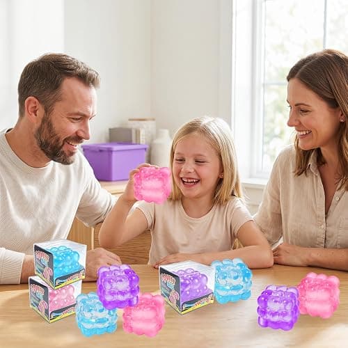 Squishy Stress Cube Fidget Toy, High Density Stress Cube , Slow Rising Sensory Stress Balls for Kids and Adults, Sugar Squishy Toys for Classroom Prizes, Cube Squishy for Party Favors (Pink) thumbnail 6