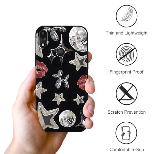 2 Pack Stylish Cool Star Phone Case for Gabb phone 4 6.1",Y3K Cute Stars Kawaii Bow Cases Lips Print Disco Ball Red Ribbon Pattern Cases for Girls Women Boys,Soft Silicone TPU Protective Cover thumbnail 6