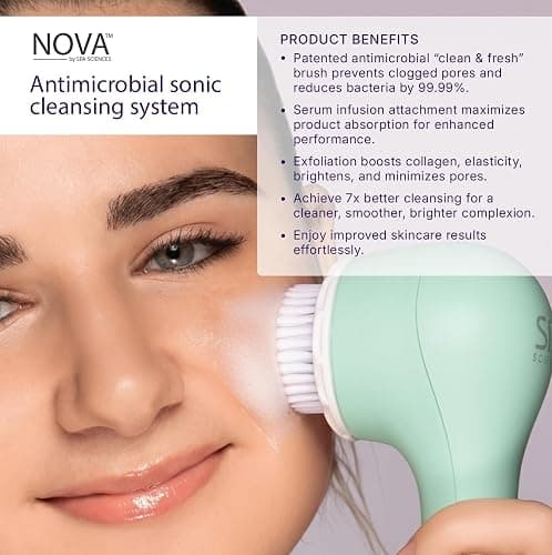 Spa Sciences - NOVA - Sonic Cleansing Brush with Bristles & Infusion System – Anti-Aging Facial Exfoliating, Waterproof, and USB Rechargeable thumbnail 4