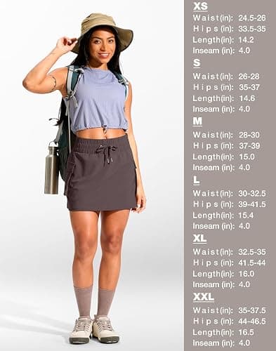 SANTINY 14" Cargo Skorts for Women with 4 Pockets Drawstring High Waisted Golf Hiking Skirt for Casual Summer Travel thumbnail 7