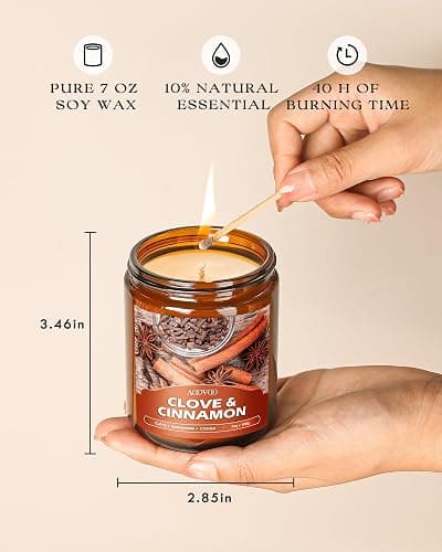 AOOVOO Fall Candles Set - 4 Pack Candles for Home Scented, 28 oz Natural Soy Wax 200 Hour Long Lasting, Autumn Gifts Set for Women Men Fall Fragrance of Pumpkin/Apple Cinnamon/Clove/Wheat Vanilla thumbnail 7
