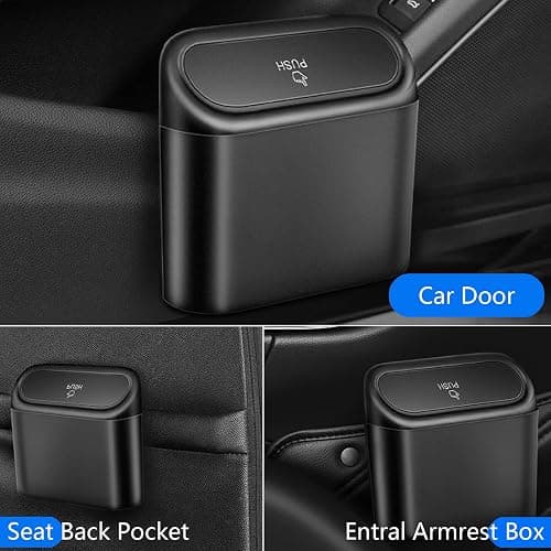 SGLRT Car Trash Can Bin with Lid - 2 Packs Universal Black Vehicle Mini Leakproof Garbage Can Bin with 40pcs Trash Bags Car Organizers and Storage for Front Back Seat Accessories for Auto Office Home thumbnail 4