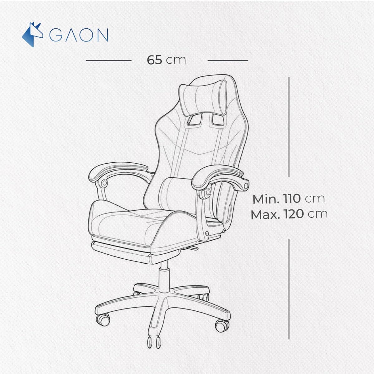 Silla Gamer Ergomomica con Reposapies Abatible de Altura Ajustable con Soporte Lumbar Acolchado para Espacios Gamer Escritorio o Oficina + Kit de Almohadillas thumbnail 3