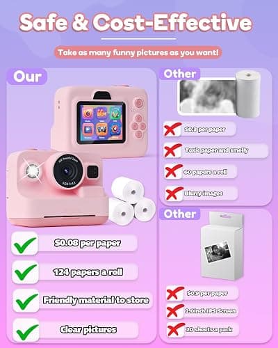 Dylanto Kids Camera Instant Print,1080P Kids Instant Cameras That Print Photos,Christmas Birthday Gifts for Girls Age 3-12,Portable Toy for 3 4 5 6 7 8 9 10 Year Old Girls Boys Pink thumbnail 5
