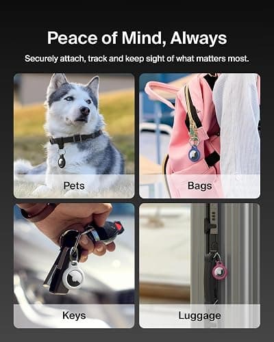 Belkin Apple AirTag Secure Holders with Key Ring - Durable, Scratch-Resistant Case with Open Face & Raised Edges - Protective AirTag Keychain Accessory for Keys, Pets, Luggage, & More - 2-Pack White thumbnail 3