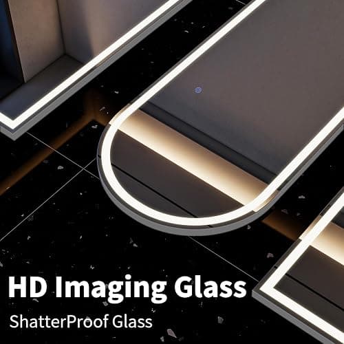 VooBang 56"x21" LED Mirror Full Length - Arched Floor Body Mirror with Dimmable Lights - 3 Color Modes, Standing Leaning Wall Mounted for Bedroom, Dressing Room thumbnail 5