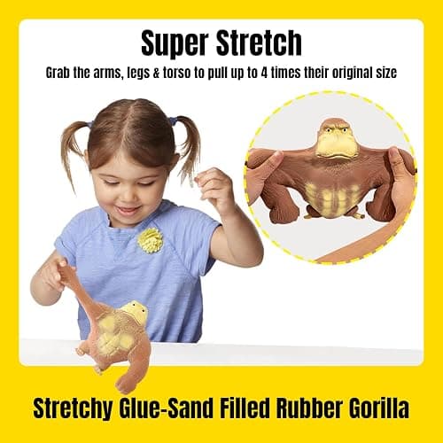 YHan Stretchy Monkey Fidget Toy Squishy Stress Relief for Kids & Adults, Gorilla Squishy Toy, Stretchable & Squeezable Sensory Toys for Anxiety Relief (Medium, Brown) thumbnail 4