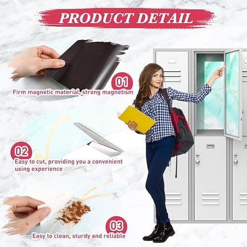 Konohan 2pcs Magnetic Locker Wallpaper Back to School, Turquoise Marble thumbnail 7