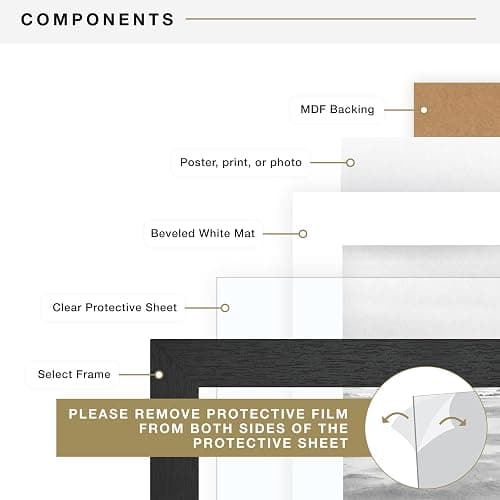 MCS Studio Gallery 16x22 Matted Poster Frame with 12x18 Picture Display, Black Woodgrain Engineered Wood Vertical & Horizontal Wall Hanging Large Picture Frame for Photos, Posters & Art Prints (1-Pack) thumbnail 7