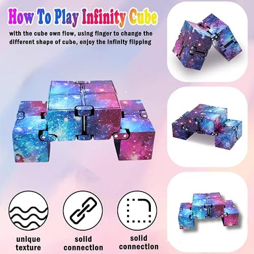 Cuackamily 3-Piece Fidget Toy Set - Galaxy Fidget Cube, Pad, Infinity Cube - Stress & Anxiety Relief for ADHD, ADD, Autism, Adults & Kids thumbnail 3