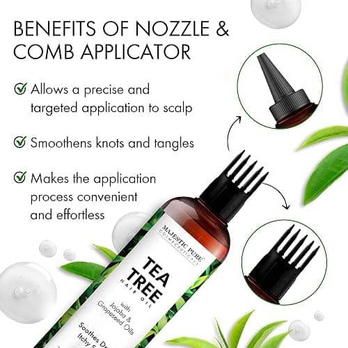 Majestic Pure 100% Pure Tea Tree Oil For Hair Growth - Strengthening, Nourishing, Volumizing - Infused with Jojoba Oil & Grapeseed Oil - Non GMO Verified - 6.7 Fl Oz thumbnail 3
