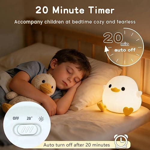 FAMIDUO Duck Lamp, Cute Pea Duck Night Light, 2 Levels Dimmable Ducky Night Lamp, LED Squishy Animal Light for Kids Sleep, Rechargeable Bedside Touch Silicone Lamp, Unique Dorm Decor Gift Toy thumbnail 3