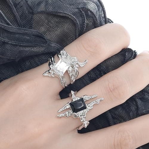 8 Pcs Vintage Silver Rings Sets Y2k Goth Coquette Grunge Chunky Stacking Rings For Women Aesthetic Accessories Jewlery Boho Silver Statement Ring Gift thumbnail 6