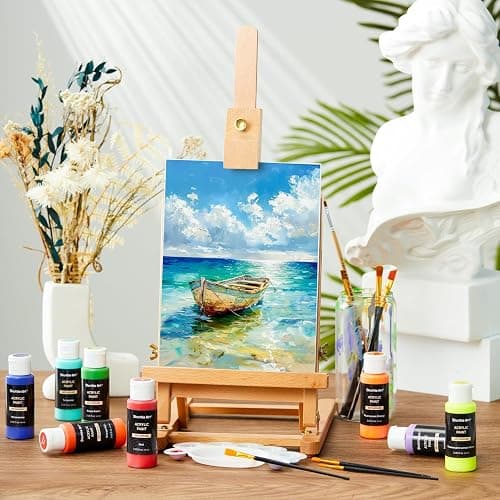 Shuttle Art Acrylic Paint, 42 Colors Acrylic Paint Set with 12 Brushes, 2oz/60ml Bottles, Rich Pigmented, Water Proof, Premium Paints for Artists, Beginners and Kids on Canvas Rocks Wood Ceramic thumbnail 2