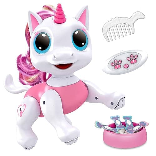 Power Your Fun Robo Pets Unicorn Toy for Girls and Boys - Remote Control Robot Toys with Interactive Hand Motion Gestures, STEM Programmable Treats, Walking, Dancing Robot Unicorn Kids Toy (Pink) - Image 1