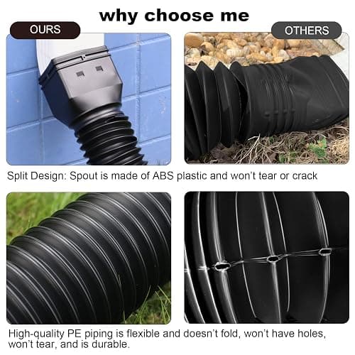 plusgutter Black 1-Pack Rain Gutter Downspout Extensions Flexible, Drain Downspout Extender,Down Spout Drain Extender, Gutter Connector Rainwater Drainage,Extendable from 21 to 68 Inches thumbnail 3
