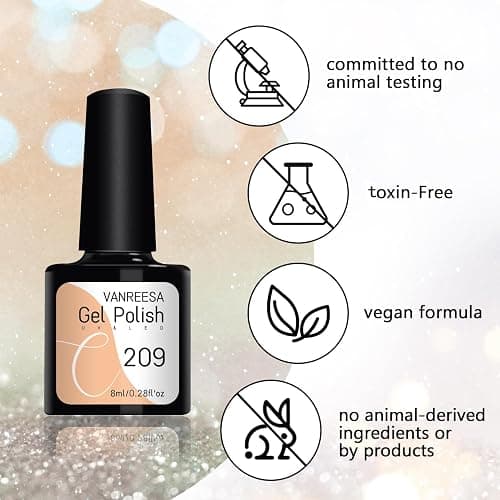 Gel Nail Polish Set, VANREESA 21 Classic Colours Pink Glitter White Wine Red Brown Gray Gel Polish Set Required Soak Off UV/LED Lamp Nail Varnish Kit for Women Beauty Gift thumbnail 7