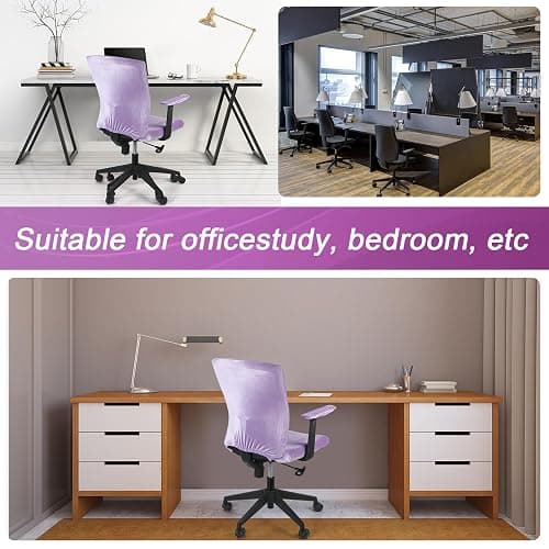 Tallew 4 Pcs Office Chair Covers Set with Armrest, Stretchable,Purple | Universal Desk Chair Cover, Protective Seat Cushion Backrest, Elastic Easy Install, Fit Machine Washable for Home Office thumbnail 7