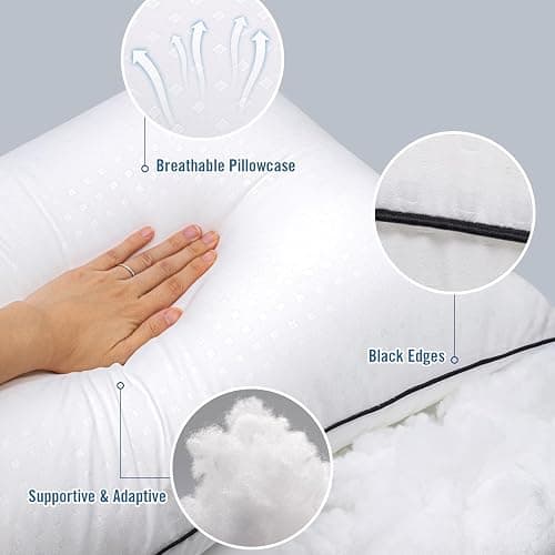 Higoom Standard Size Bed Pillows for Sleeping 4 Pack,Luxury Hotel Pillows,Comfortable and Supportive,Machine Washable,Suitable for Stomach,Back and Side Sleepers. thumbnail 4